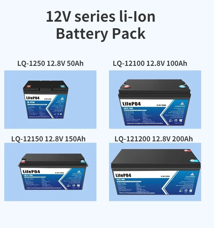 Long Life Deep Cycle LiFePO4 Rechargeable 50ah 100ah 150ah 200ah 300ah 400ah 12V 24V 48V Lithium Ion Phosphate Battery Pack Solar Battery