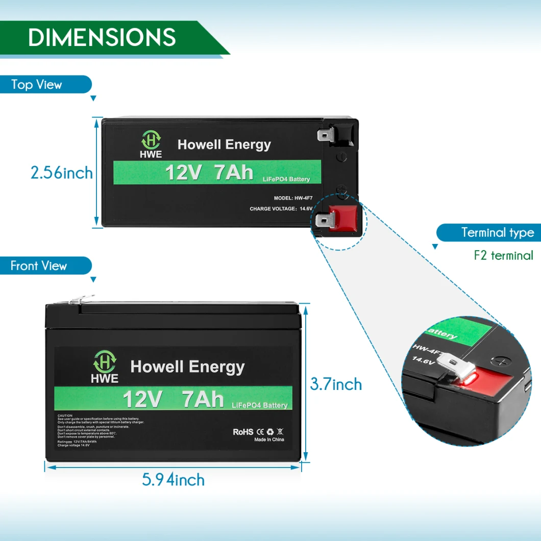 Factory Wholesale 12V LiFePO4 Battery 7ah Lithium Ion Rechargeable Deep Cycle Battery for Solar Energy Storage/UPS/RV/PV System 5%off