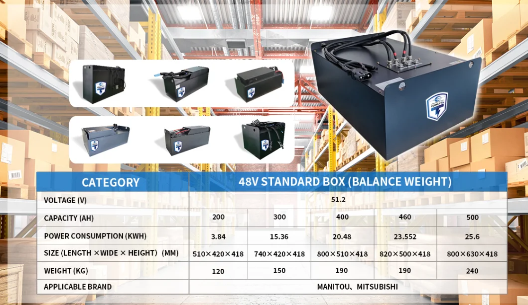 48V 600ah LiFePO4 Battery for Electric Forklift Truck Battery to Replace Lead Acid Battery with Charger