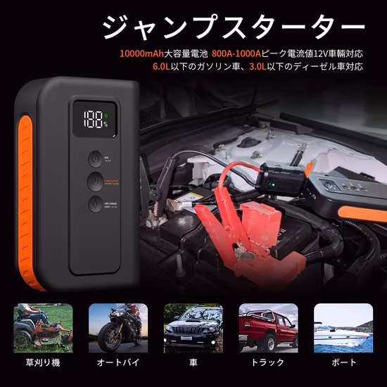 6.0L 가솔린 및 3L 디젤 자동차용 12V 자동차 점프 스타터 10000mAh 1000A 피크 전력